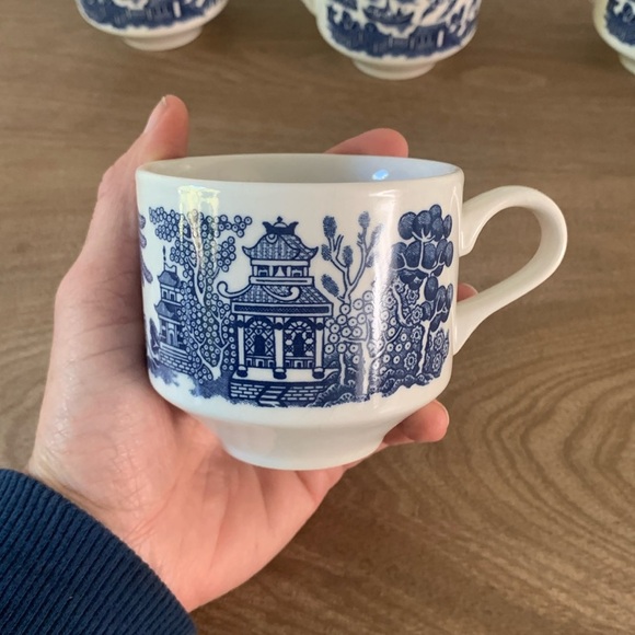 Churchill Blue Willow 1970s Made in‎ England Set of 6 Blue & White coffee mugs - Picture 2 of 11